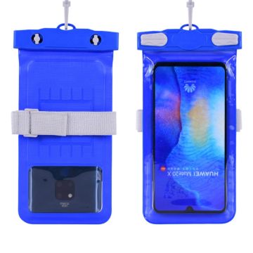 Universal waterproof pouch with lanyard for 7.2inch smartphones - Blue