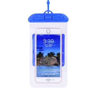 Universal waterproof pouch with lanyard for 5.2-6.4 inch smartphones - Blue