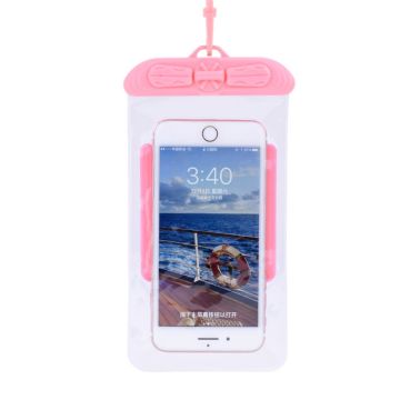 Universal waterproof pouch with lanyard for 5.2-6.4 inch smartphones - Pink