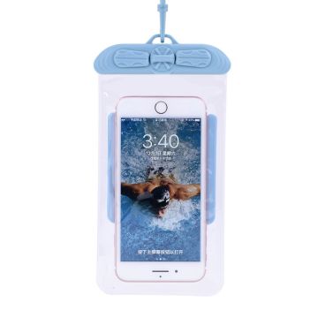 Universal waterproof pouch with lanyard for 5.2-6.4 inch smartphones - Baby Blue