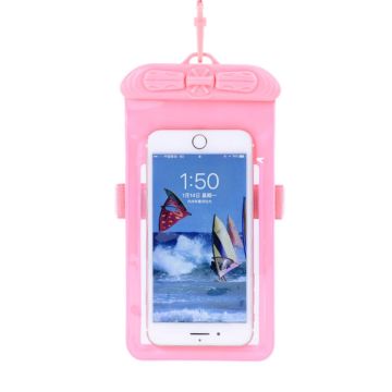 Universal waterproof pouch with lanyard for 5.2-6.44 inch smartphones - Pink