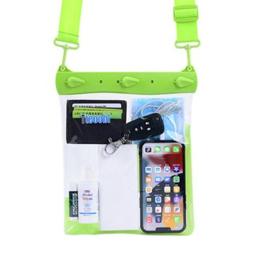 Universal large capacity waterproof clear pouch with strap - Green