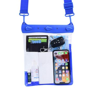 Universal large capacity waterproof clear pouch with strap - Blue