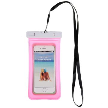 Universal waterproof bag with lanyard for 6-inch smartphone - Rose