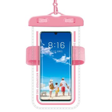 Universal waterproof phone bag with lanyard and strap - Pink