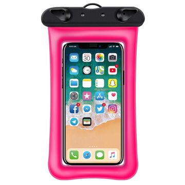 Universal waterproof pouch for smartphone with lanyard - Pink