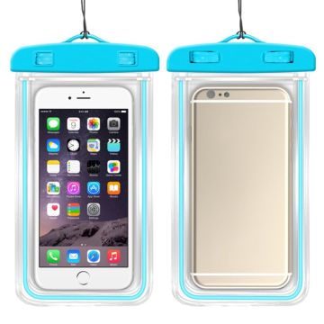 Universal luminous waterproof bag for 7.2 inch smartphone - Blue