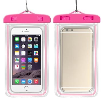 Universal luminous waterproof bag for 7.2 inch smartphone - Pink