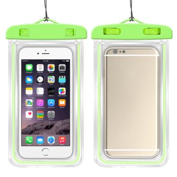 Universal luminous waterproof bag for 7.2 inch smartphone - Green