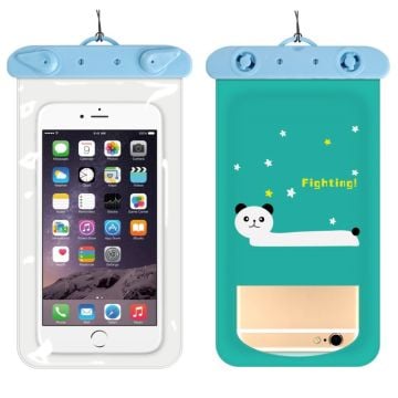 Universal cartoon pattern waterproof pouch for 6-inch smartphone with strap - Sea Bear