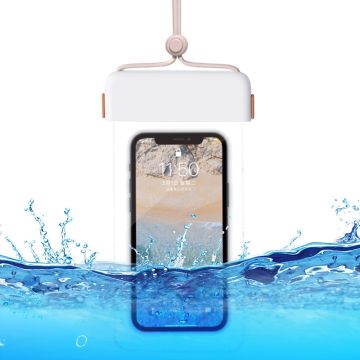 Universal IPX8 waterproof simple pouch for 7 inch phones - White