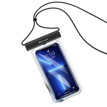 Universal IPX8 30m waterproof phone bag with lanyard - Black