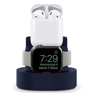 Universal iPhone / Apple Watch og AirPods desktop silikoneholder - Mørkeblå