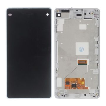 Sony Xperia Z1 Compact OEM LCD-skærm og digitaliseringsforbindelse med fronthus D5503 - Hvid