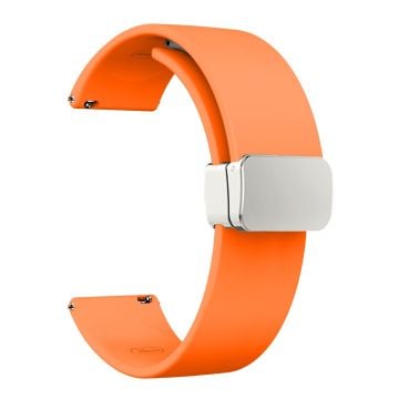 20 mm universal silikonerem med foldbart sølvspænde - Orange