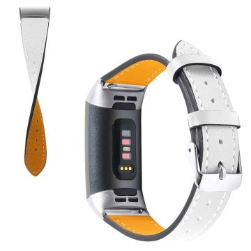 Fitbit Charge 4 / 3 urrem i ægte læder - Hvid