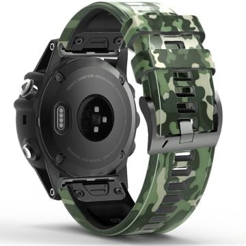 22 mm silikoneurrem til Garmin- og Coros-ure - Camouflage Grøn