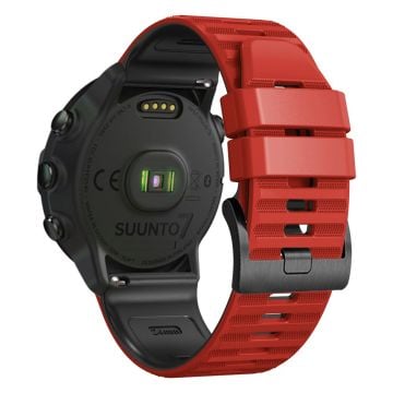 24 mm dobbeltfarvet silikonerem til Suunto- og Fossil-ure - Rød / Sort