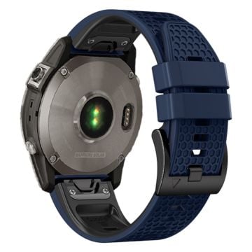 22 mm tofarvet silikonerem i honeycomb-stil til Amazfit / Garmin / Coros-ur - Safir + Sort