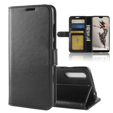 For Huawei P20 Pro Crazy Horse PU Leather Wallet Stand Cell Phone Case Cell Phone Accessories - Black