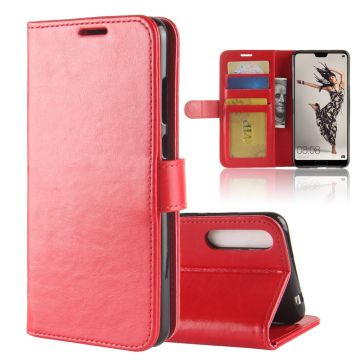 For Huawei P20 Pro Crazy Horse PU Leather Wallet Stand Cell Phone Case Cell Phone Accessories - Red