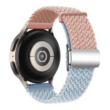 Huawei Watch GT 3 42mm / GT 3 Pro 43mm Universal 20mm Woven Strap Magnetic Silver Buckle Watch Band - Pink+Blue