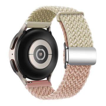 Huawei Watch GT 3 42mm / GT 3 Pro 43mm Universal 20mm Woven Strap Magnetic Silver Buckle Watch Band - Starlight+Milk Tea