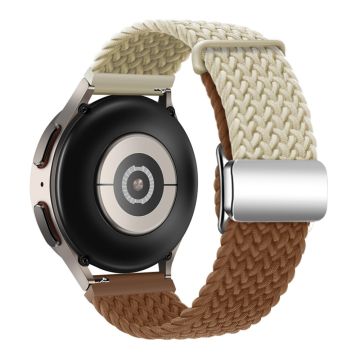 Huawei Watch GT 3 42mm / GT 3 Pro 43mm Universal 20mm Woven Strap Magnetic Silver Buckle Watch Band - Starlight+Brown