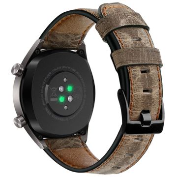 KALEBOL Huawei Watch GT 3 42mm / GT 3 Pro 43mm Crackle Genuine Cow Leather Wrist Strap 20mm - Coffee