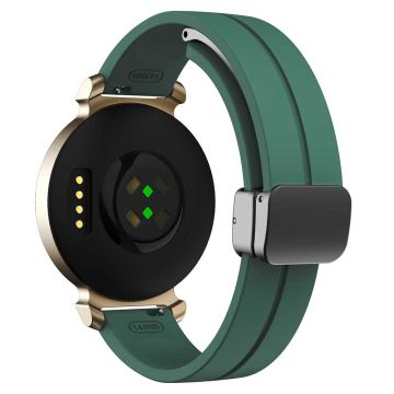 KALEBOL Garmin Lily 2 Watch Strap Magnetic Buckle Silicone Wrist Band - Pine Green+Black Buckle