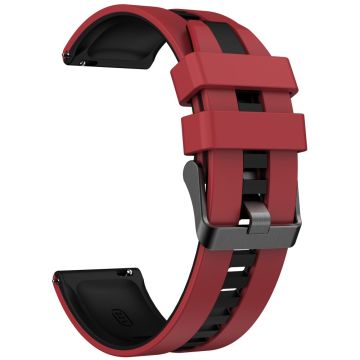 Huawei Watch 4 / 4 Pro / GT 4 46mm Replacement Strap 22mm Universal Silicone Watch Band - Dark Red+Black