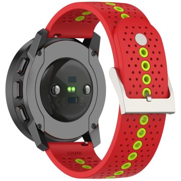 Huawei Watch 4 / 4 Pro / GT 4 46mm Color Holes Watch Strap 22mm Universal Silicone Band - Red+Green