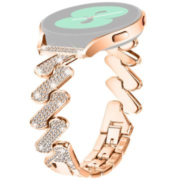 Samsung Galaxy Watch7 44mm / 40mm Alloy Starp Bling Rhinestone Decor Watch Band - Rose Gold