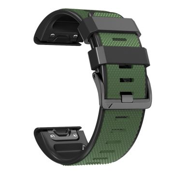 Diamond Texture Dual-Color silikoneurrem til Garmin Fenix X-serien - Militærgrøn + Sort