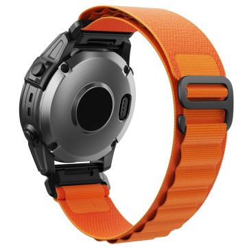 Garmin Fenix 7X / 7X Solar / Tactix 7 Pro Nylon Watch Band Justerbar 26mm Quick Release Håndledsrem - Orange