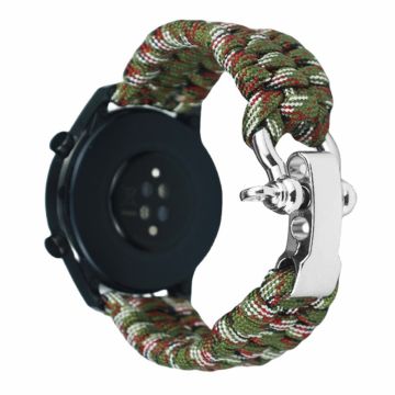 Huawei Watch GT4 46mm / Samsung Galaxy Watch3 45mm Urrem 22mm Flettet reb armbånd - Grøn Camouflage