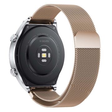 KALEBOL KLB-ML-001 Samsung Galaxy Watch3 45mm / Huawei Watch Ultimate Milanese Watch Strap 22mm Magnetic Metal Watch Band - Retro Guld