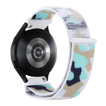 Samsung Galaxy Watch3 45mm / Garmin Venu 3 Watch Band 22mm Nylon Loop Camouflage Strap - Lys Cyan Camo