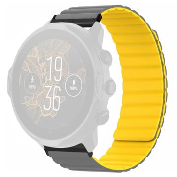 Suunto Spartan Sport Wrist HR Baro / Suunto 7 Magnetic Band 24mm Silicone Watch Strap - Grey+Yellow