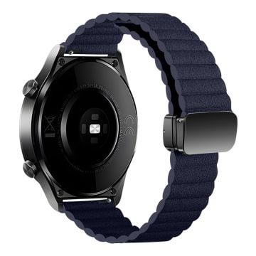 Samsung Gear S3 Classic / Garmin Vivoactive 4 Magnetic Watch Band 22mm Læderrem - Indigo Blå