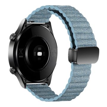 Samsung Gear S3 Classic / Garmin Vivoactive 4 Magnetic Watch Band 22mm Læderrem - Denimblå