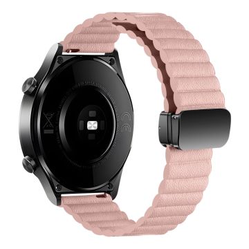 Samsung Gear S3 Classic / Garmin Vivoactive 4 Magnetic Watch Band 22mm Læderrem - Lyserød