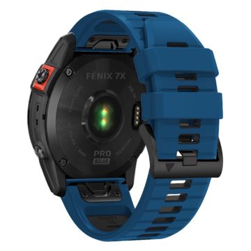 Garmin Fenix 7X Pro / Fenix 7X Dual-Colors Sport Strap Silicone Breathable Wristband - Safir + Sort