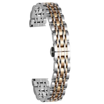 Garmin Lily 2 Watch Band 7-Beads 14mm udskiftningsrem i rustfrit stål - Sølv + Rødguld