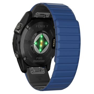 Garmin Fenix 5 / 5X / 6X / 7X udskiftningsrem 26mm Dual Color Silicone Smart Watchband - Mørkeblå / Sort