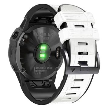 KALEBO KLB-EYWGJPU-001 Garmin Fenix 6X / Fenix 7X / Instinct 2X armbåndsurrem QuickFit 26 mm krokodillestrukturrem - Hvid