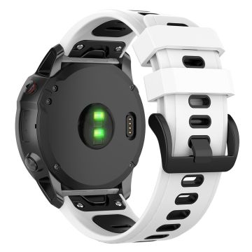 KALEBOL KLB-SSPWGJ-001 Garmin Fenix 7X / 7X Pro / QuickFit Urrem 26mm Silikone Urrem - Hvid / Sort