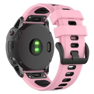 KALEBOL KLB-SSPWGJ-001 Garmin Fenix 7X / 7X Pro / QuickFit Urrem 26mm Silikone Urrem - Lyserød / Sort