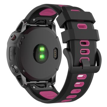 KALEBOL KLB-SSPWGJ-001 Garmin Fenix 7X / 7X Pro / QuickFit Urrem 26mm Silikone Urrem - Sort / Rose