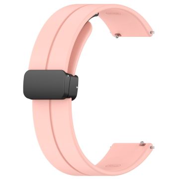 Huawei / Samsung Universal 22mm Smartwatch Strap Magnetisk Folding Buckle Silicone Band - Lyserød